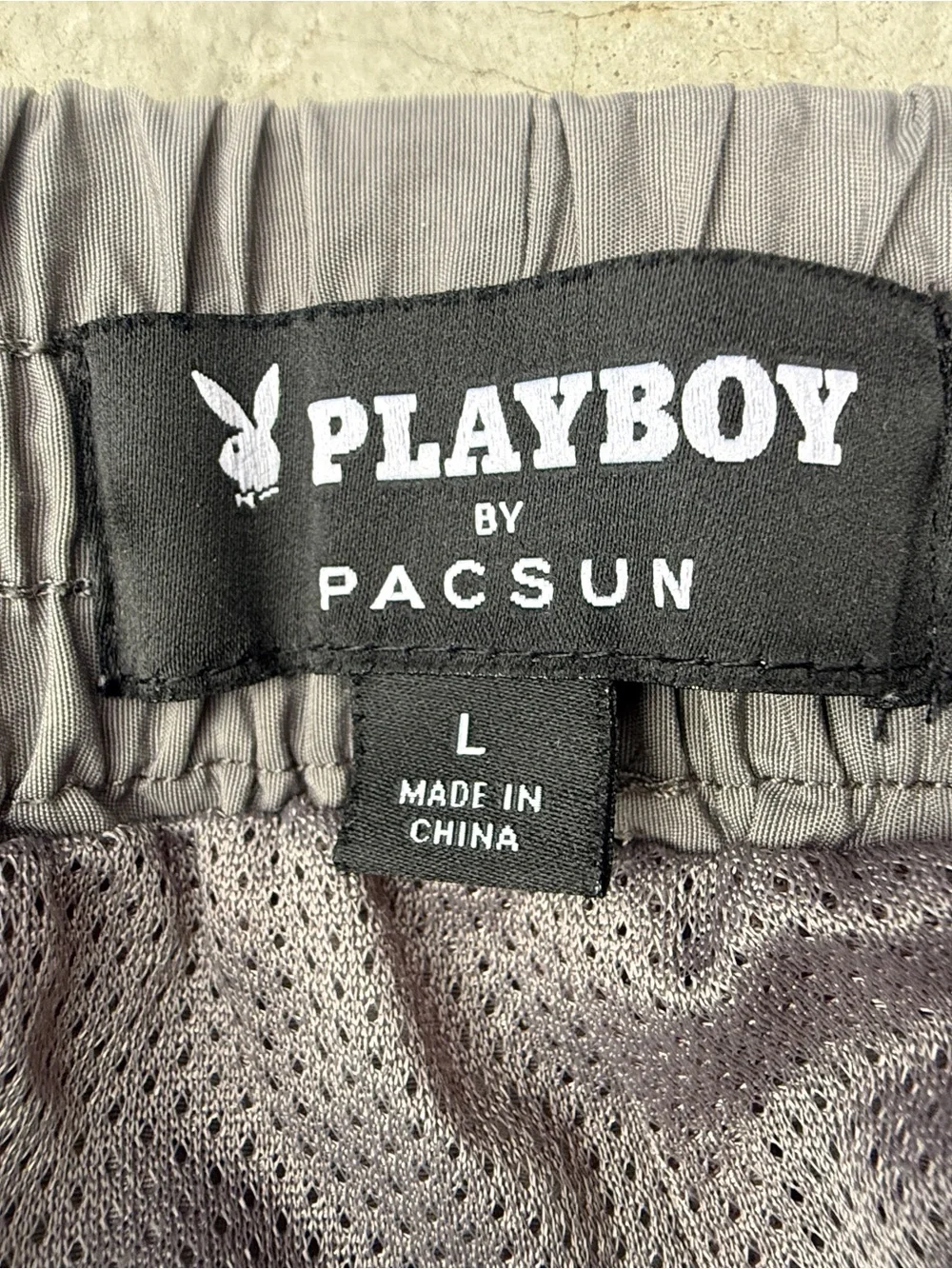PLAYBOY Men's Gray Cargo Shorts with White Logo